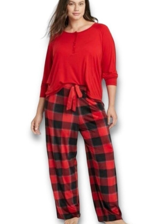 stars above Other - Stars Above Red Henley Top with Red & Black Plaid Lounge Pants Size SMALL